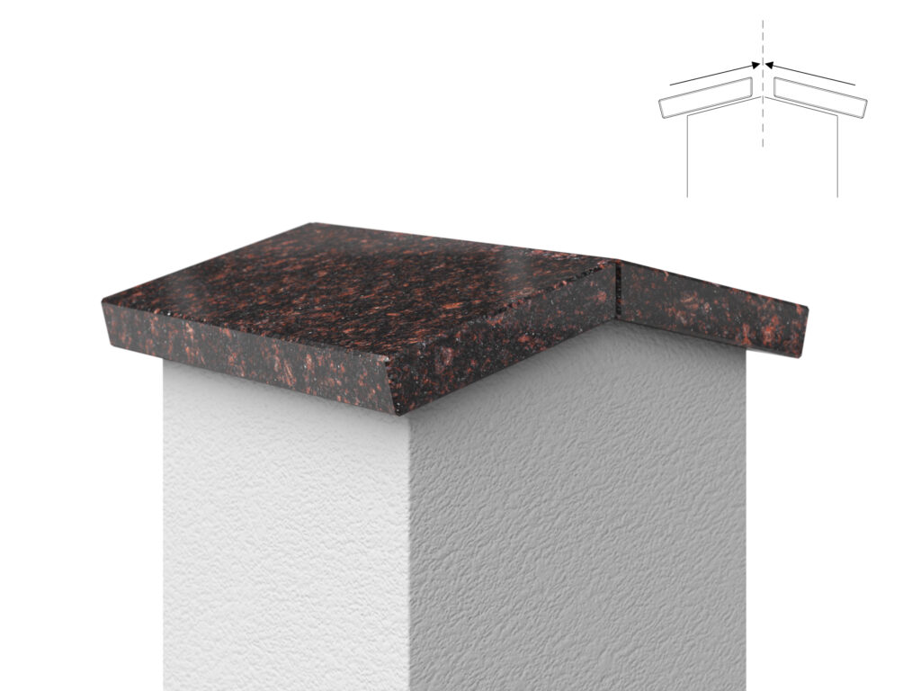Granit Giebel Abdeckung Geklebt Tan Brown  2cm