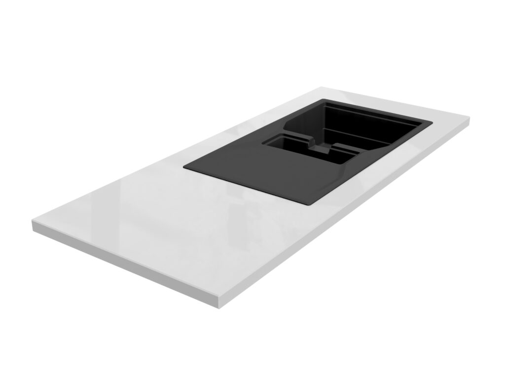 Küchen-Arbeitsplatte aus Quarzkomposit Crystal White 2cm